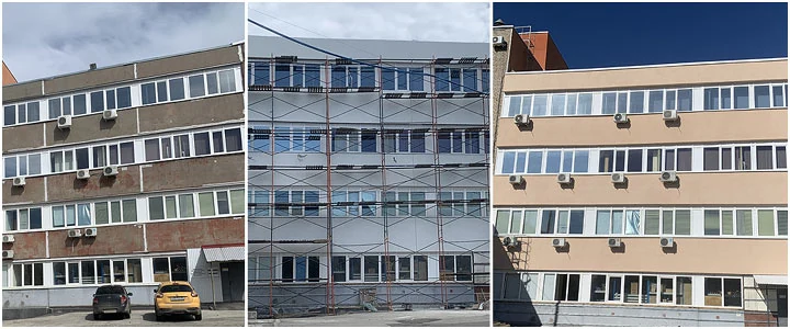 Ремонт и утепление фасада здания, ул. Песчаная 1